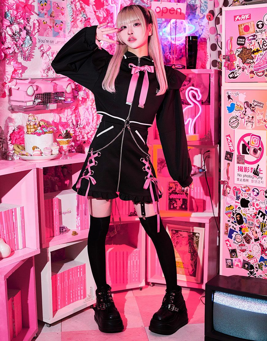 ililil【イルイルイル】おめかし地雷ちゃんフリルガーター付きフレア