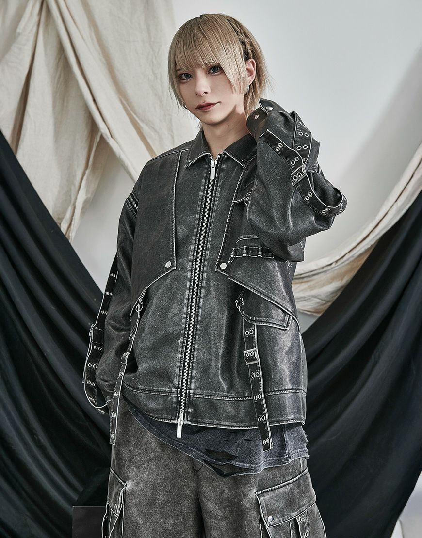 ililil【イルイルイル】2way gimmick synthetic leather blouson
