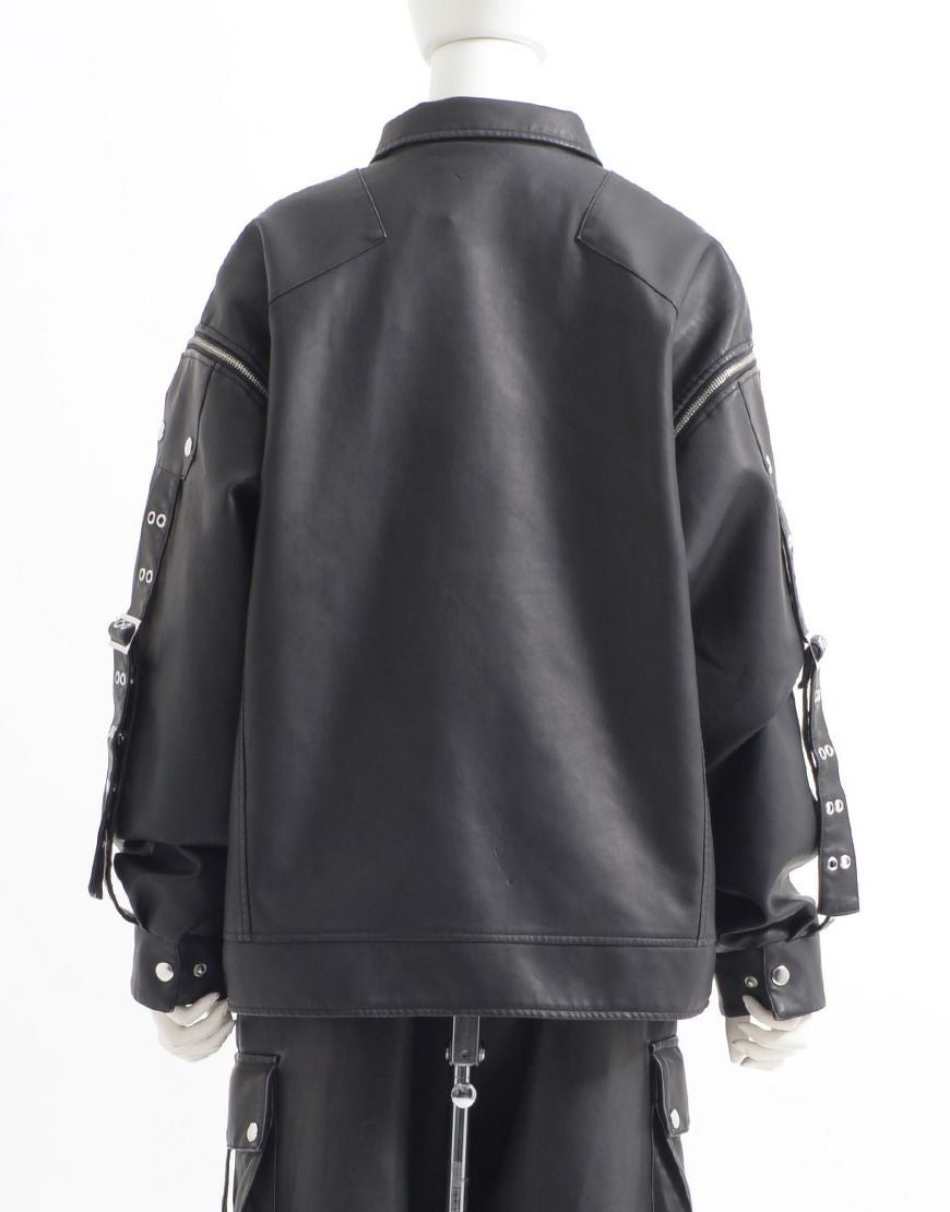 ililil【イルイルイル】2way gimmick synthetic leather blouson