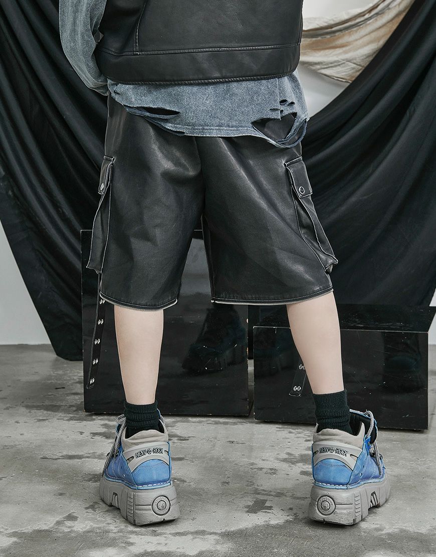 ililil【イルイルイル】2way gimmick synthetic leather cargo pants