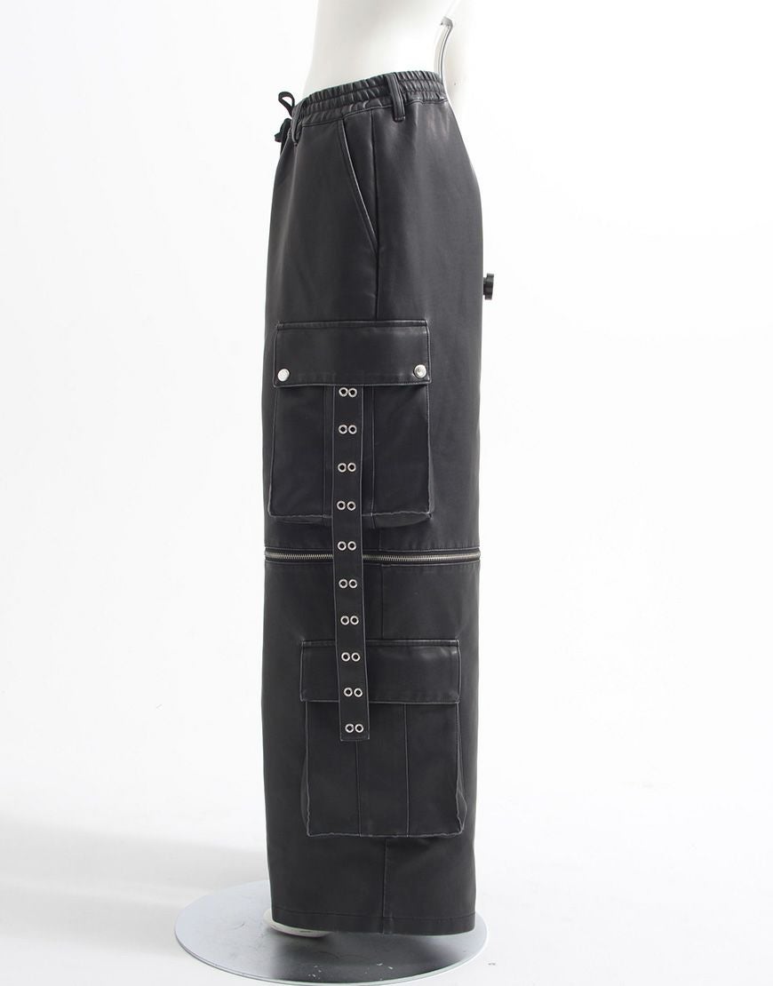 ililil【イルイルイル】2way gimmick synthetic leather cargo pants