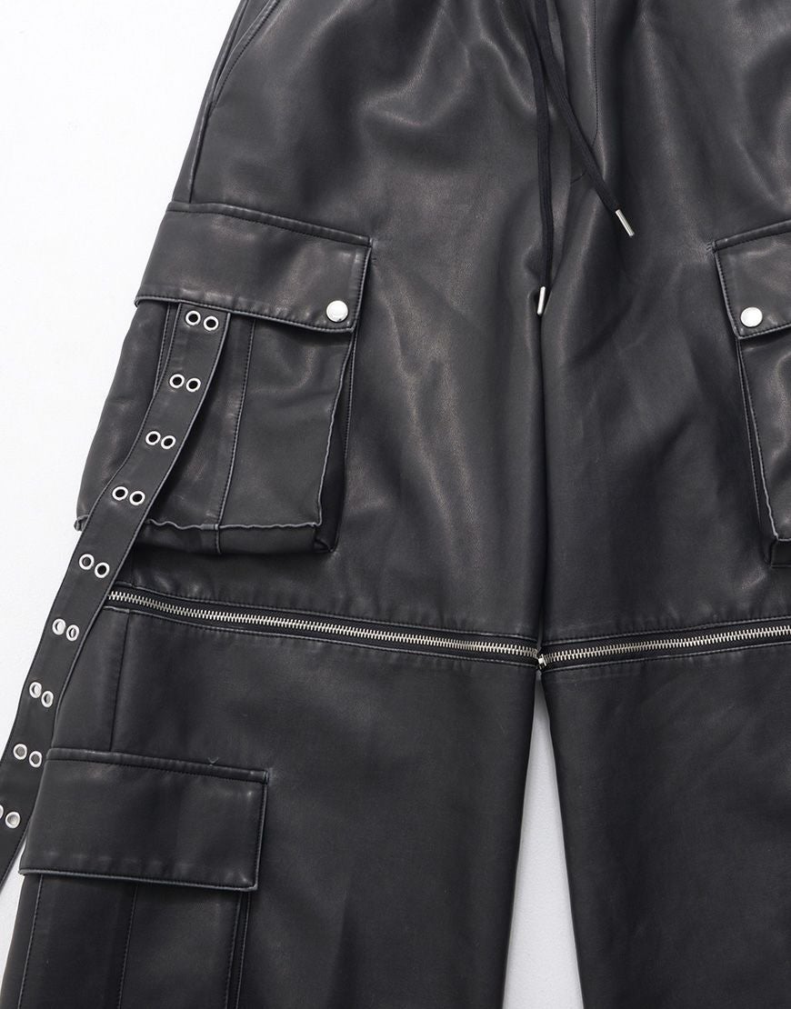 ililil【イルイルイル】2way gimmick synthetic leather cargo pants