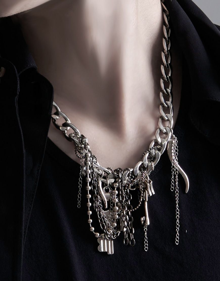 NOVESSEL【ノベセル】多重チェーンパーツデザインネックレス/全1色