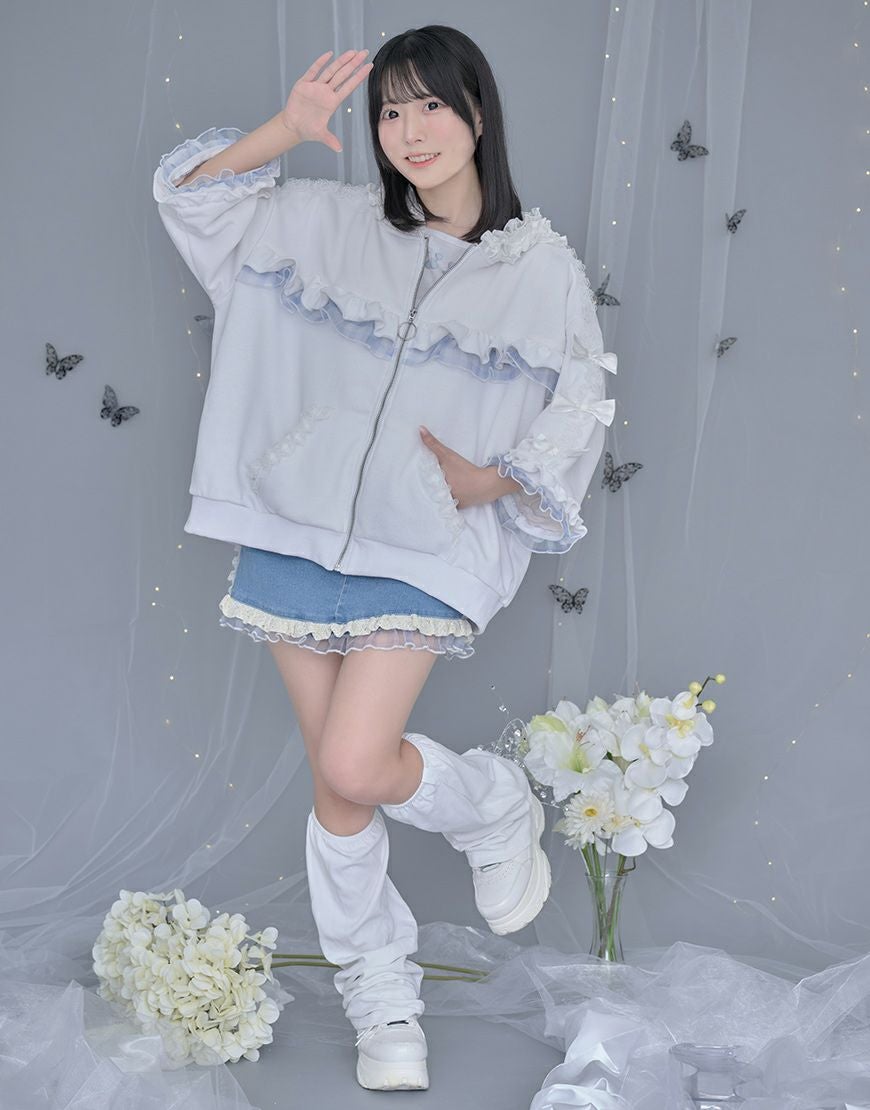 ililil【イルイルイル】生クリームフリルのバブみ全開パーカー/全2色