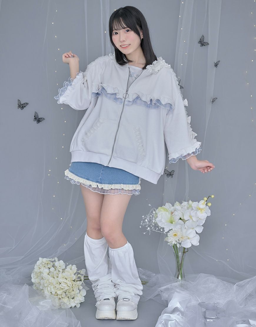 ililil フリルパーカー　天使界隈 ililil【イルイルイル】生クリームフリルのバブみ全開パーカー/全2色