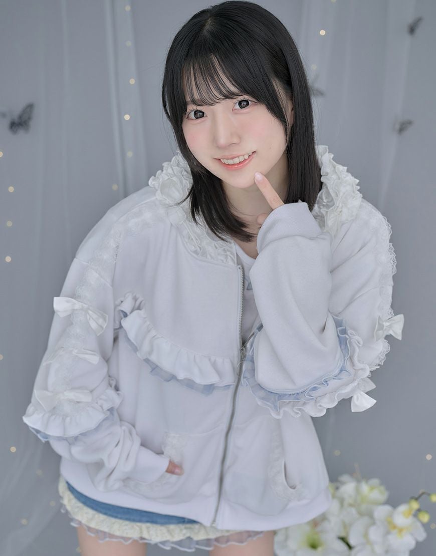 ♡ililil/イルイルイル♡生クリームフリルのバブみ全開2wayパーカー♡ ililil【イルイルイル】生クリームフリルのバブみ全開パーカー/全2色