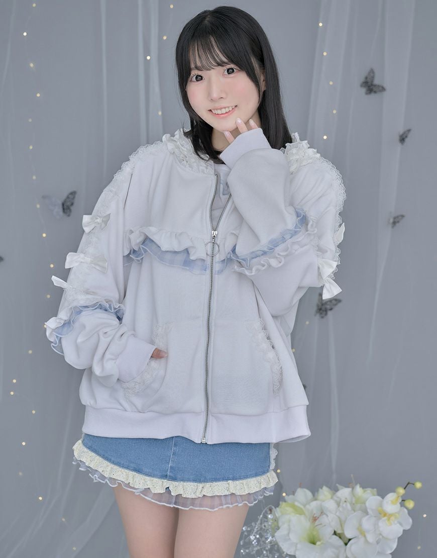 ililil【イルイルイル】生クリームフリルのバブみ全開パーカー/全2色