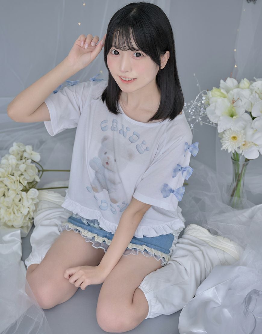 ililil【イルイルイル】クマのエケチェンTシャツ/全1色