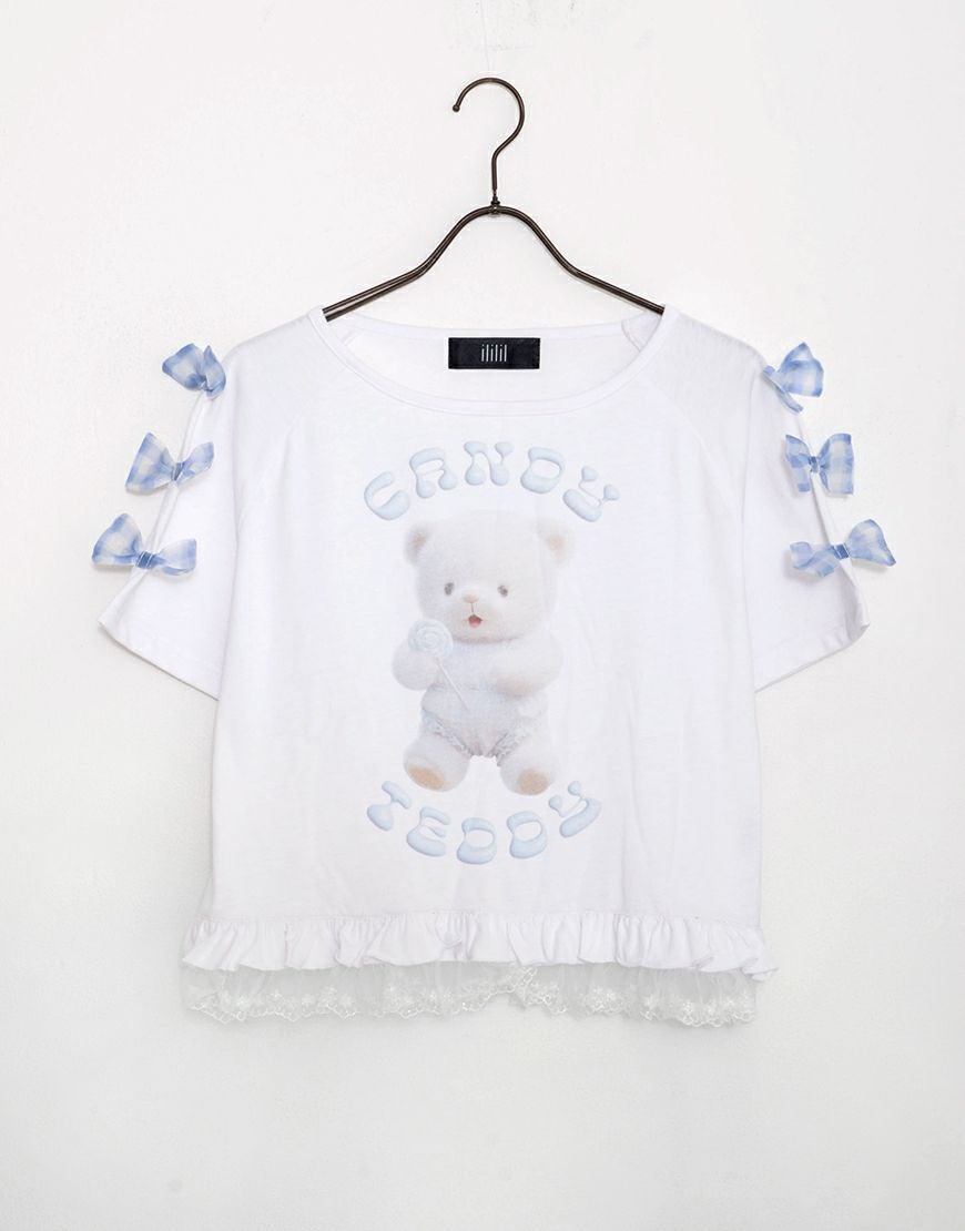 ililil【イルイルイル】クマのエケチェンTシャツ/全1色