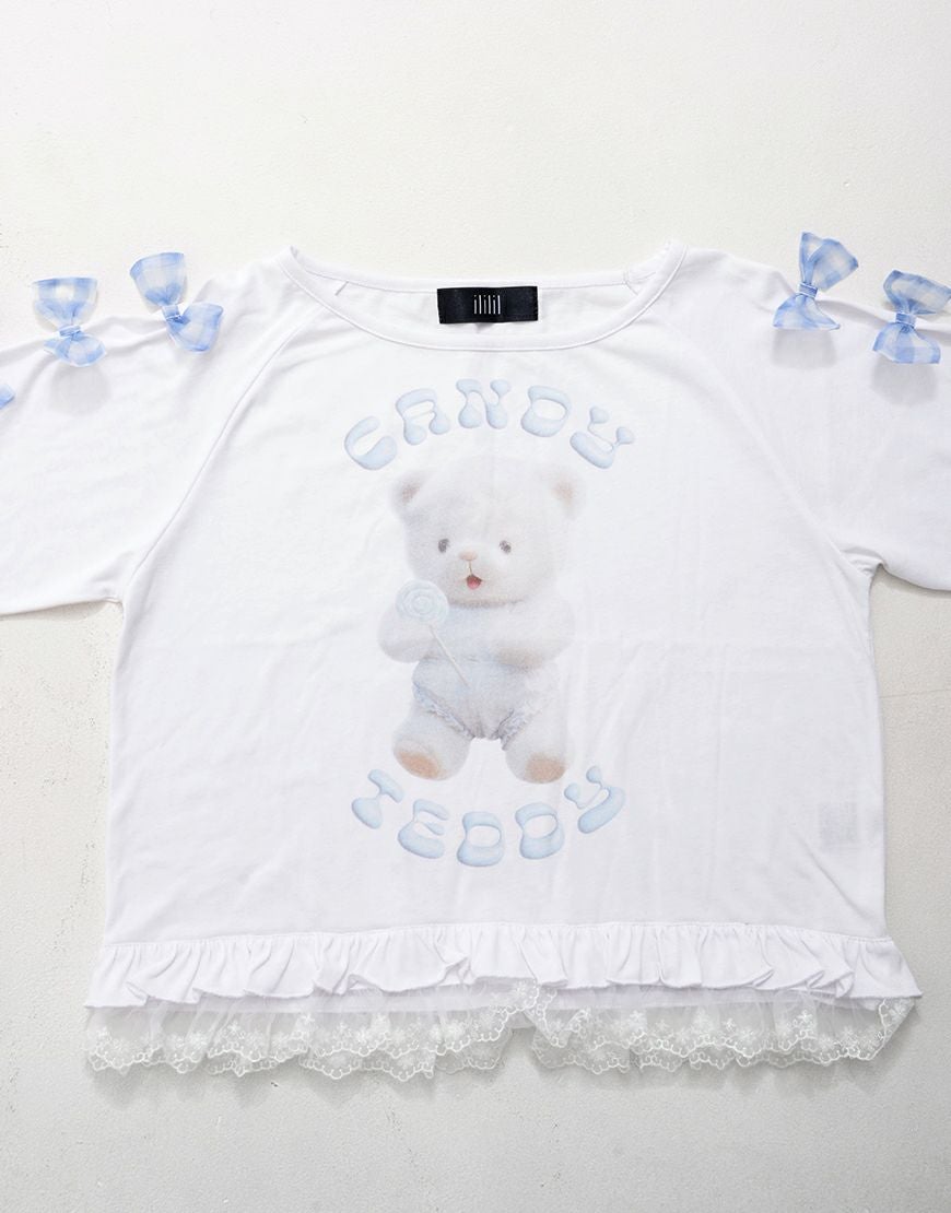 ililil【イルイルイル】クマのエケチェンTシャツ/全1色