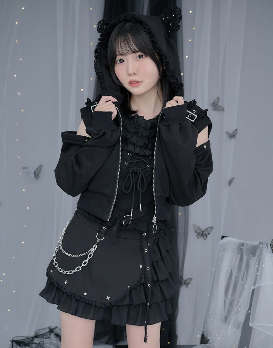 ililil【イルイルイル】きまぐれニャンコの3wayサブカルパーカー/全1色