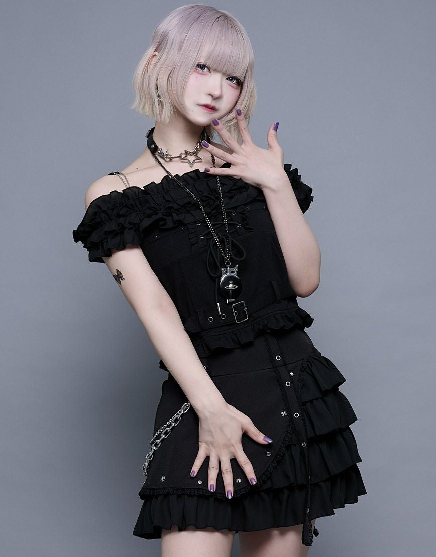 ililil【イルイルイル】おめかし地雷ちゃんフリルガーター付きフレア