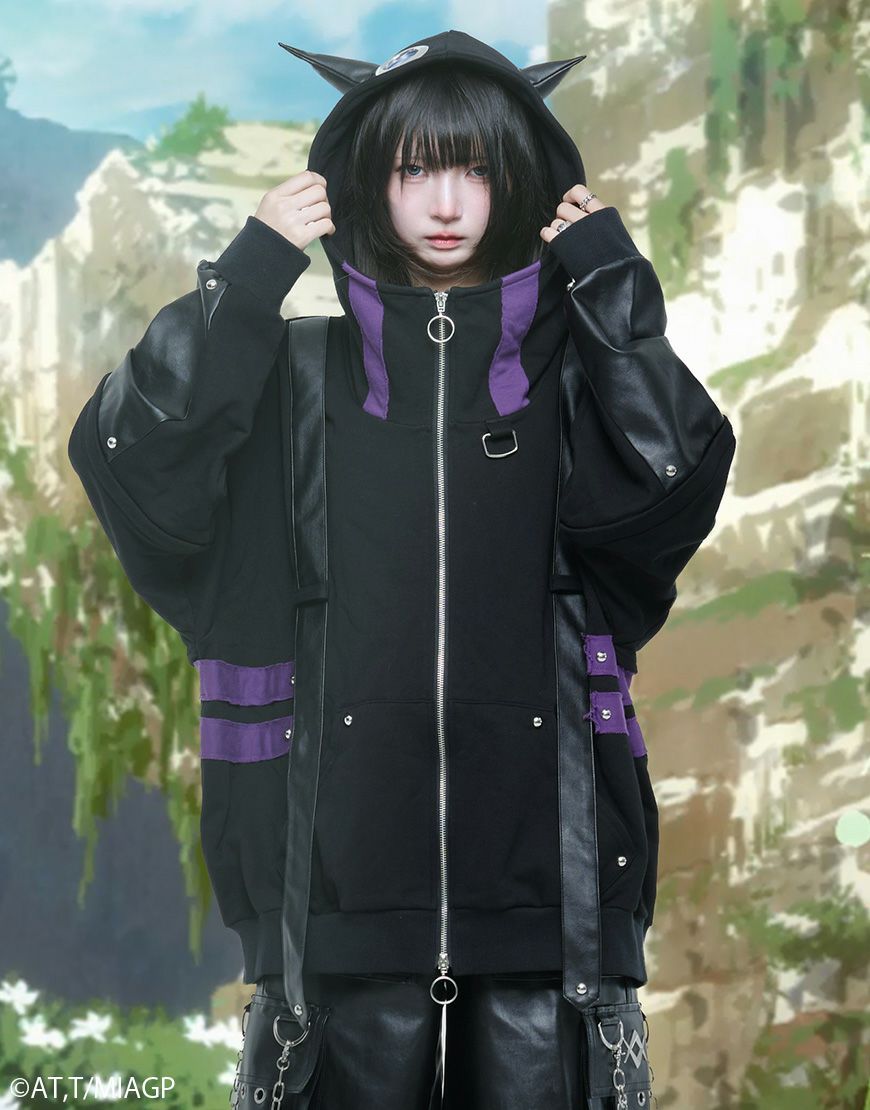 ililil【イルイルイル】lost your heartクラッシュ加工パーカー/全2色